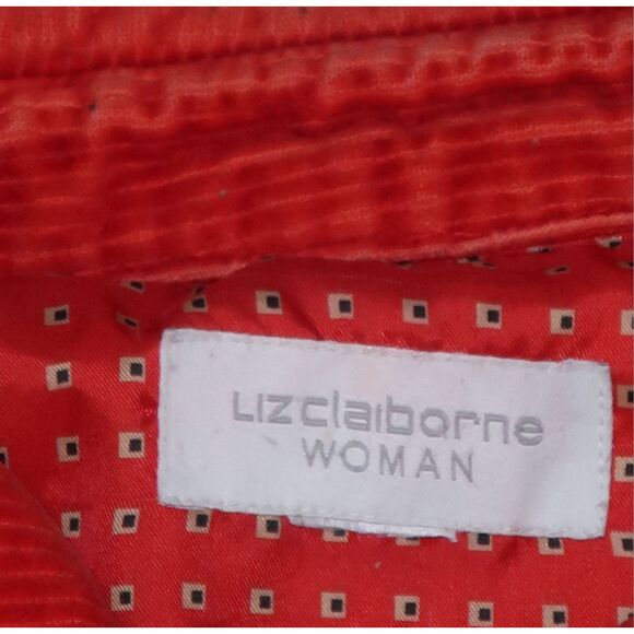 VTG Red Quilted Coat with Corduroy Collar Liz Claiborne - Picture 5 of 7